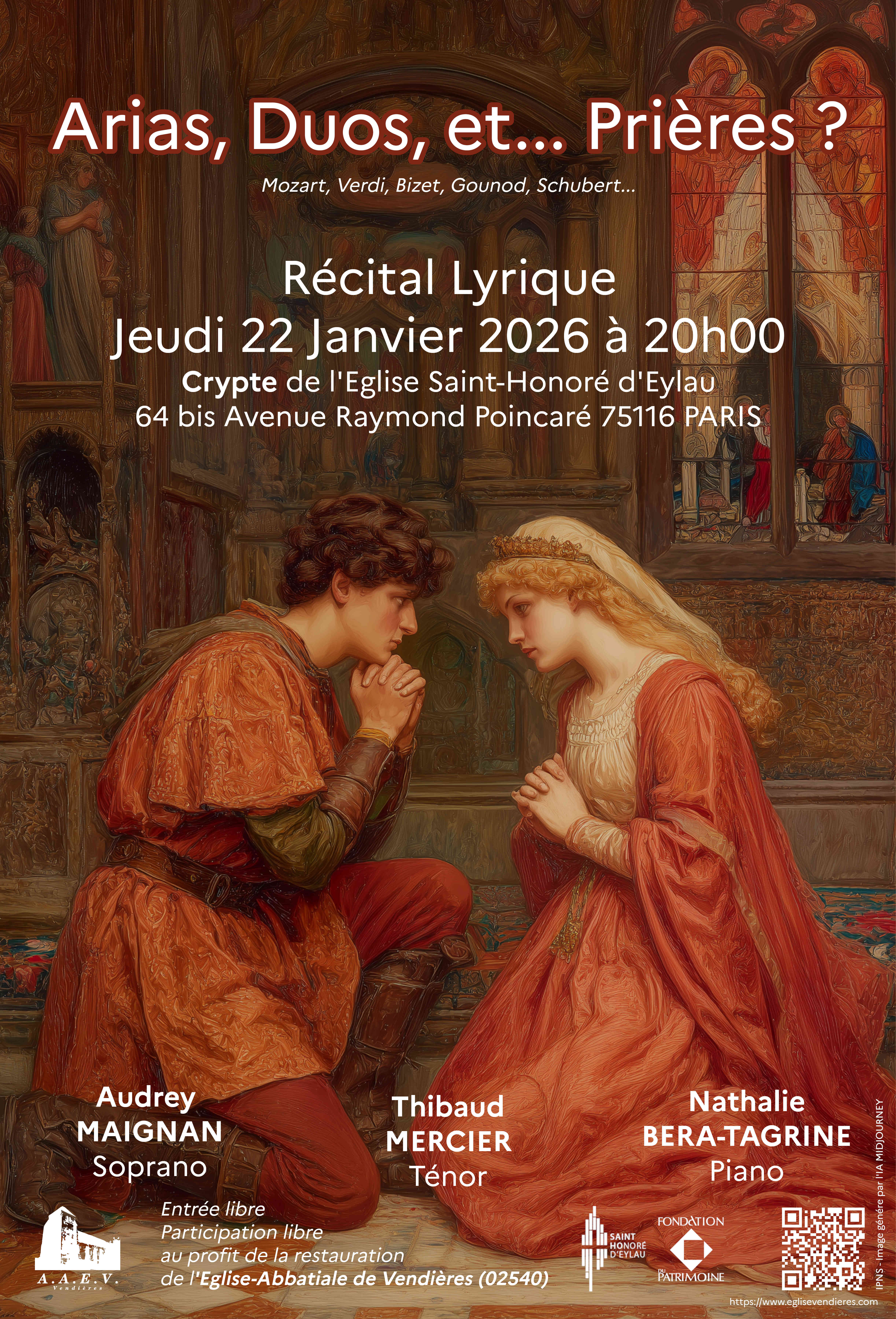Affiche du récital Arias Duos et Prières 2026