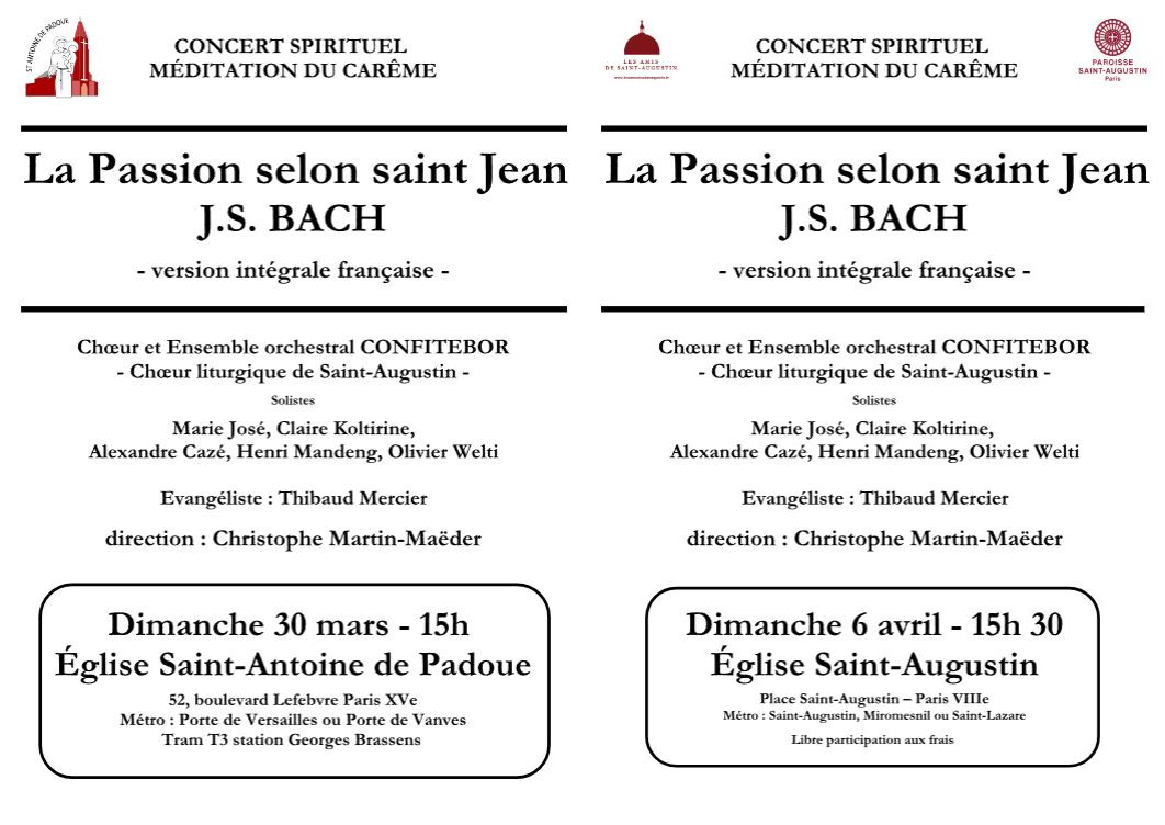 Affiche des concerts de la Passion Selon Saint-Jean
